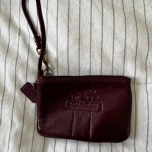 Coach Burgundy Leather Wristlet Clutch
